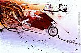 A Bay Hunter with Two Spaniels Paintings - Hunter on Ducati by Ralph Steadman Art